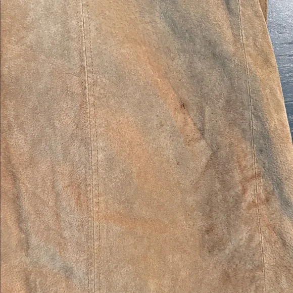 Tan Suede Coat with Mongolian Fur Collar - Picture 9 of 9